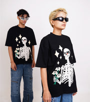Skeleton With Flowers | Unisex Oversized T-Shirt